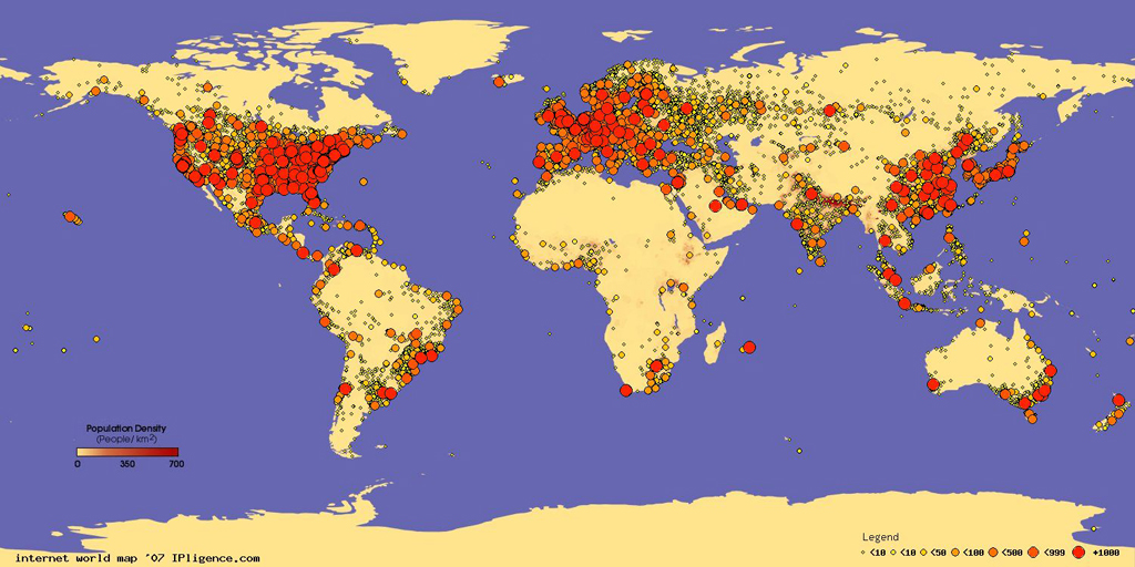 IP Address Location Internet World Map 2007